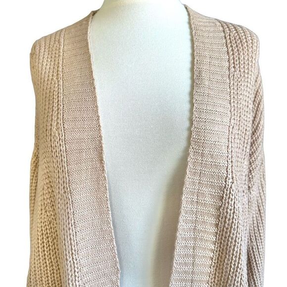 Nine 1 Eight Open Front Knit Sweater Cardigan Tan - Picture 3 of 15